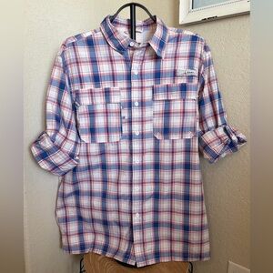 Men’s Large Habit Lightweight Plaid Button Up Outdoor Fishing Shirt